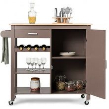 Load image into Gallery viewer, Kitchen Island Trolley Cart Storage Cabinet with Wine Rack & Shelf-Coffee