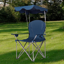 Load image into Gallery viewer, Portable Folding Beach Canopy Chair with Cup Holders-Blue