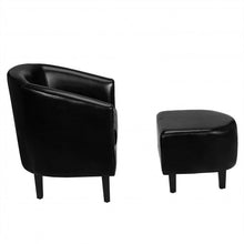 Load image into Gallery viewer, Modern Accent Tub Chair and Ottoman Set with Fabric Upholstered-Black