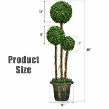 Load image into Gallery viewer, 4' Artificial UV Resistant Topiary Triple Ball Tree Plant