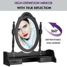Load image into Gallery viewer, Vanity Table Set with Oval Mirror and 4 Drawers-Black