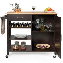 Load image into Gallery viewer, Giantex Kitchen Island Cart Rolling Serving Cart Wood Trolley-Brown