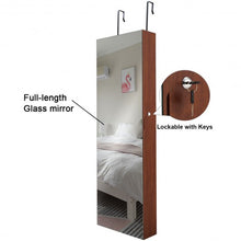 Load image into Gallery viewer, Lockable Storage Jewelry Cabinet with Frameless Mirror-Coffee