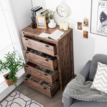 Load image into Gallery viewer, 4 Drawers Dresser Rustic Vertical Drawer Chest Industrial Dresser Tower