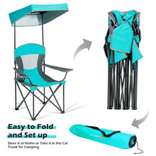 Load image into Gallery viewer, Portable Folding Camping Canopy Chair with Cup Holder Cooler -Turquoise