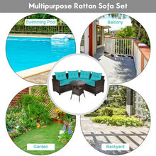 Load image into Gallery viewer, 4Pcs Outdoor Cushioned Rattan Furniture Set-Turquoise