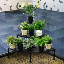 Load image into Gallery viewer, 3-Tier Corner Metal Flower Ladder Plant Stand