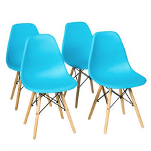 Load image into Gallery viewer, Set of 2 Mid Century Modern Dining Chairs with Wooden Legs-Blue
