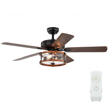 Load image into Gallery viewer, 52" Retro Ceiling Fan Lamp with Glass Shade Reversible Blade Remote Control