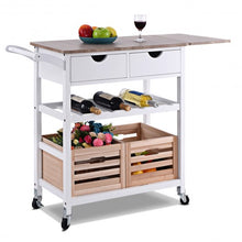 Load image into Gallery viewer, Rolling Kitchen Island Trolley Cart with Wine Shelf