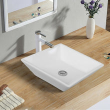 Load image into Gallery viewer, 16" x 16" Square Bathroom Ceramic Vessel Sink with Pop-up Drain