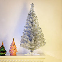 Load image into Gallery viewer, 3 ft Silver Tinsel Christmas Tree with Plastic Stand