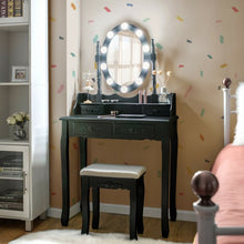 Load image into Gallery viewer, 4 Drawers Vanity Table Dressing Table with Touch Switch-Black