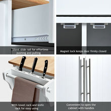 Load image into Gallery viewer, Kitchen Island Trolley Cart Wood Top Rolling Storage Cabinet-White