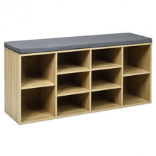 Load image into Gallery viewer, 10-Cube Organizer Entryway Padded Shoe Storage Bench-Beige