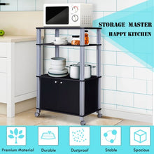 Load image into Gallery viewer, Microwave Rack Stand Rolling Storage Cart-Black