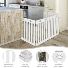 Load image into Gallery viewer, 24" Folding Wooden Freestanding Pet Gate Dog Gate with 360° Hinge -White