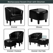 Load image into Gallery viewer, Modern Accent Tub Chair and Ottoman Set with Fabric Upholstered-Black
