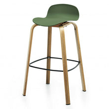 Load image into Gallery viewer, Set of 2 Modern Barstools Pub Chairs with Low Back and Metal Legs-Green