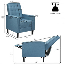Load image into Gallery viewer, Mid-Century Push Back Recliner Chair -Blue