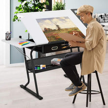 Load image into Gallery viewer, Adjustable Drafting Table Drawing Desk w/ Drop Leaf & Drawers