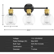 Load image into Gallery viewer, Modern 3-light Bubbled Glass Vanity Light