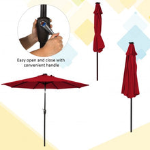 Load image into Gallery viewer, 9 Ft and 32 LED Lighted Solar Patio Market Umbrella Shelter with Tilt and Crank-Burgundy