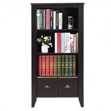 Load image into Gallery viewer, 3 Shelf Adjustable Antique Organizer Bookcase with 2 Drawers
