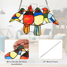 Load image into Gallery viewer, 14.5" Tiffany Glass Birds Window Panel Hangings with Chain