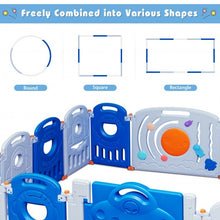Load image into Gallery viewer, 16-Panel Baby Playpen Safety Play Center with Lockable Gate-Blue
