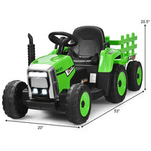 Load image into Gallery viewer, 12V Kids Ride On Tractor with Trailer Ground Loader-Green