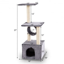 Load image into Gallery viewer, 37" Cat Tree Condo Scratch Post Kitten Pet House-Gray