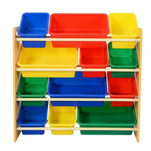 Load image into Gallery viewer, Toy Storage Organizer for kids with 12 Colorful Plastic Bins