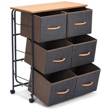 Load image into Gallery viewer, 6-Drawer Fabric Display Dresser Storage Cabinet with Wheels