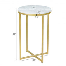 Load image into Gallery viewer, X-Shaped Marble Top Small Round Side Table End Table