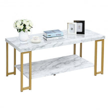 Load image into Gallery viewer, Modern Coffee Table Faux Marble Top Accent Cocktail Table