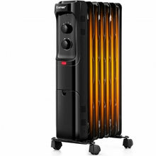 Load image into Gallery viewer, 1500W Oil Filled Portable Radiator Space Heater with Adjustable Thermostat-Black