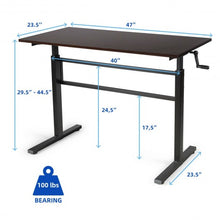 Load image into Gallery viewer, Height Adjustable Standing Desk with Crank Handle-Brown