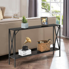 Load image into Gallery viewer, 2 Tier Narrow Accent Side Entryway Metal Frame Console Table -Coffee
