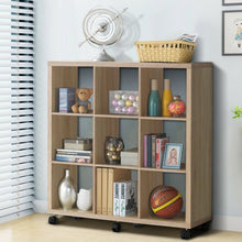 Load image into Gallery viewer, 9 Cubes Ladder Shelf Freestanding Corner Display Rack Bookshelf-Natural