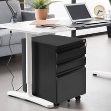 Load image into Gallery viewer, 3 Drawers Rolling File Storage Cabinet-Black