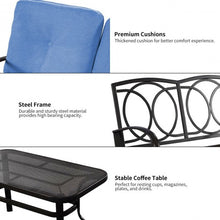 Load image into Gallery viewer, 2 Pcs Patio Outdoor Cushioned Coffee Table Seat-Blue
