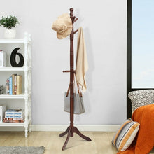 Load image into Gallery viewer, Adjustable Free Standing Wooden Coat Rack-Brown