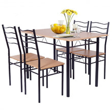 Load image into Gallery viewer, 5 pcs Wood Metal Dining Table Set with 4 Chairs