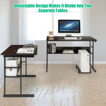 Load image into Gallery viewer, L-Shaped Computer Desk with Tiltable Tabletop-Brown