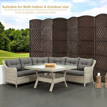Load image into Gallery viewer, 6.5Ft 6-Panel Weave Folding Fiber Room Divider Screen-Brown