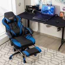 Load image into Gallery viewer, Adjustable Gaming Chair with Footrest for Home Office-Blue