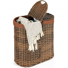 Load image into Gallery viewer, Handwoven Laundry Hamper Basket with 2 Removable Liner Bags-Brown