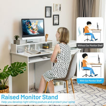 Load image into Gallery viewer, Modern Executive Desk Writing Table with 2-Tier Storage Shelves-White