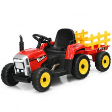 Load image into Gallery viewer, 12V Kids Ride On Tractor with Trailer Ground Loader-Red